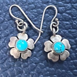 Handmade Turquoise Flower Earrings